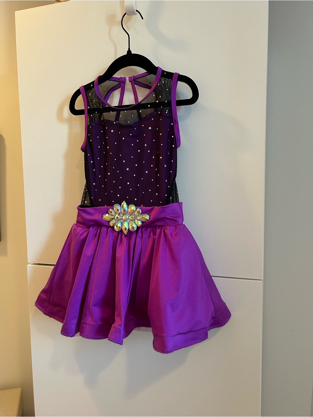 Weissman Purple Girls' Sparkle Dance Costume with Jewel Belt - Size IC